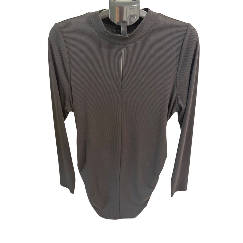 Lane Bryant Womens Black Ribbed Mock Neck Keyhole Long Sleeveā Plus Size 18/20